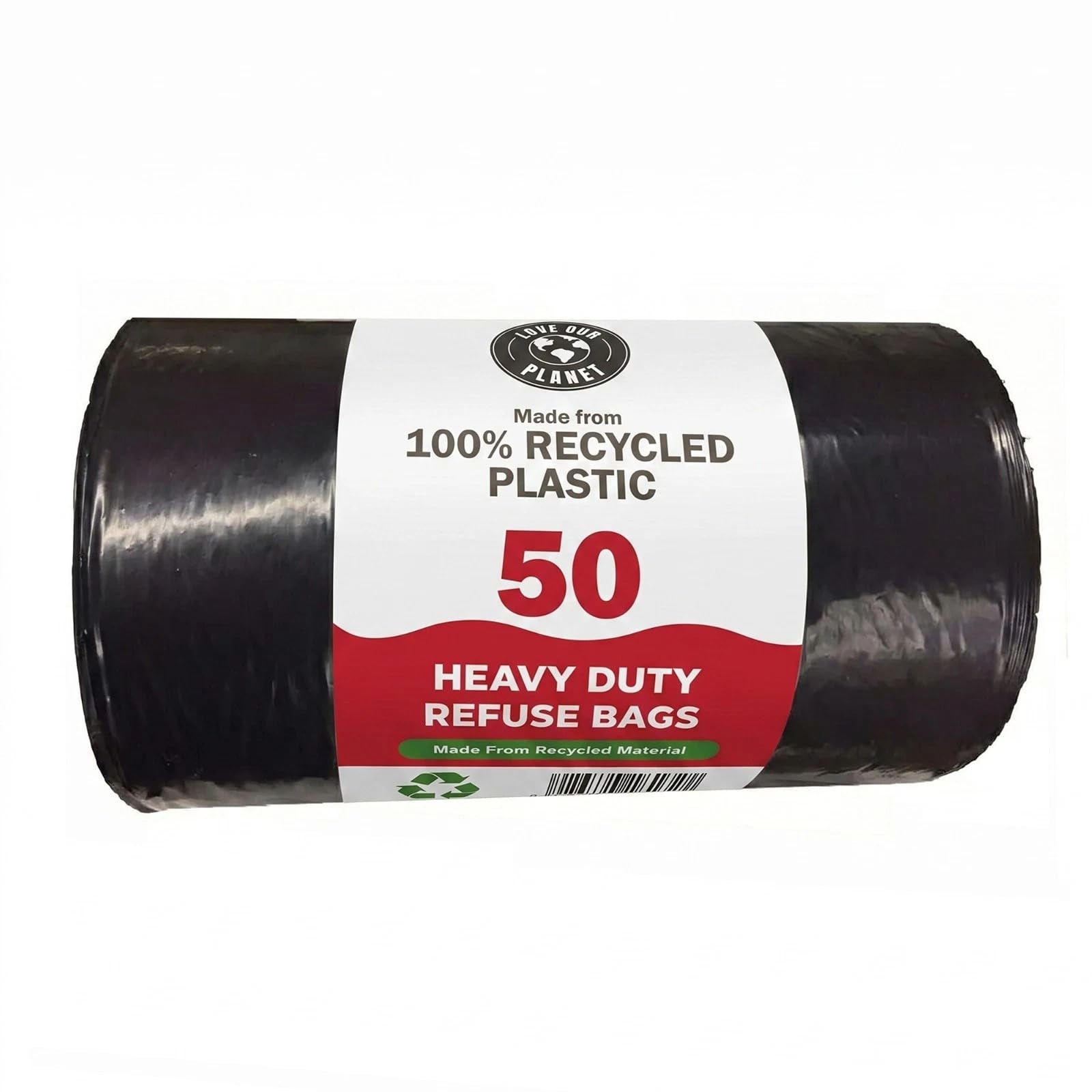 Venuscello® Heavy Duty Refuse Sacks Bin Liner Rubbish Bags Black 14" x 32" x 30" 20mu 50L Waste Bags (50 Bags Per Roll, 1 Roll)