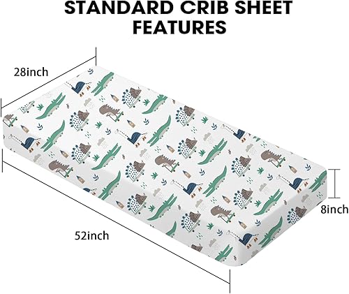 Miniatura 5 de Little Grape Land Sábanas para cuna para niñas y niños, 2 unidades, sábana bajera ajustable para cuna de tamaño estándar y colchón para niños