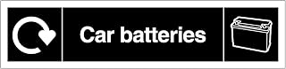 V Safety WRAP - Car Batteries Recycling - Slim Landscape 250 x 60 mm - Self Adhesive Vinyl Safety Sign