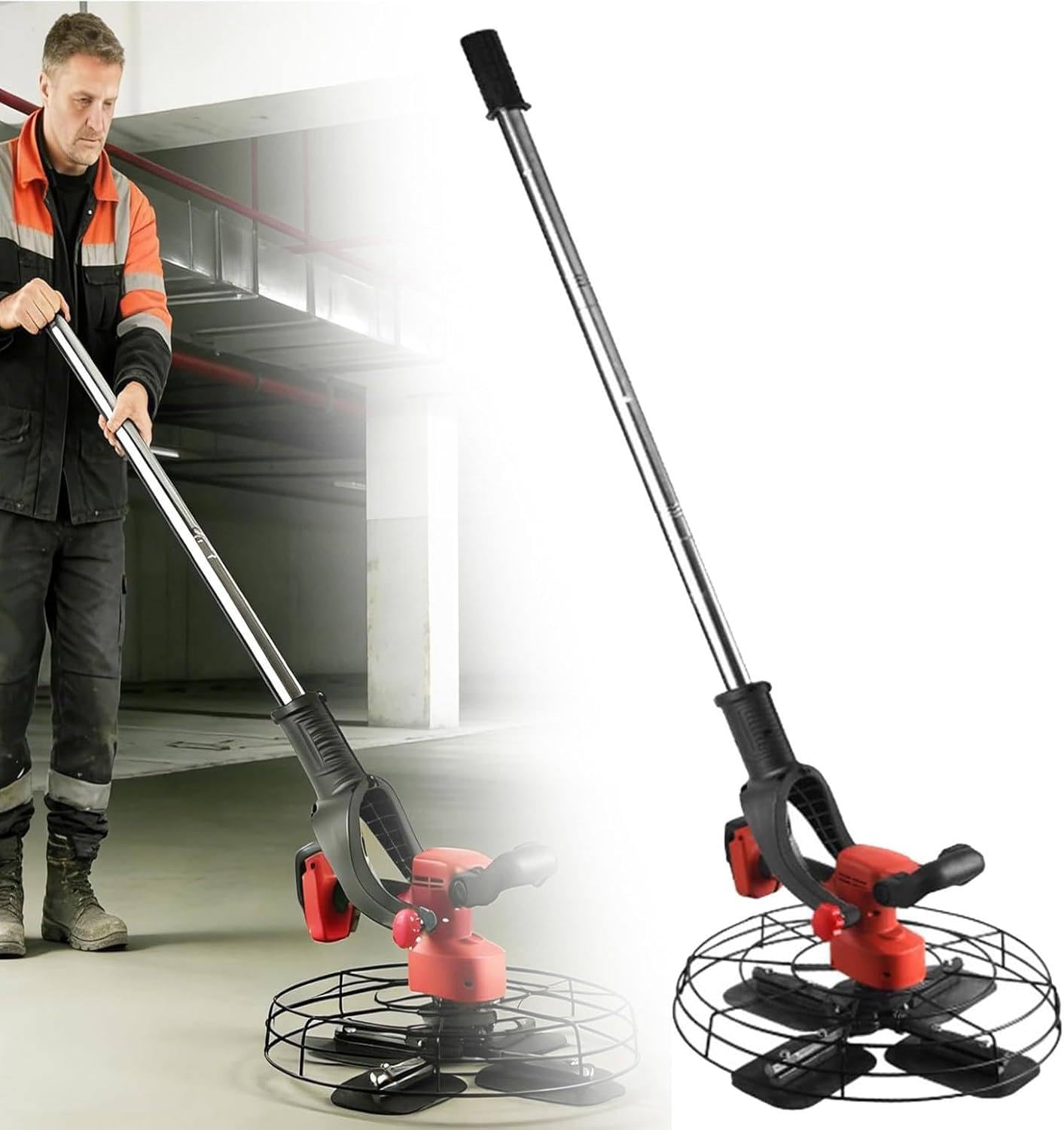 Talocheuse électrique Autotractée, 6 Vitesses Variables, Polisseuse Pour Le Lissage Des Murs, Double Alimentation, Avec 5 Types De Disques De Ponçage Et Une Rallonge Amovible De 130 Cm 30000mah