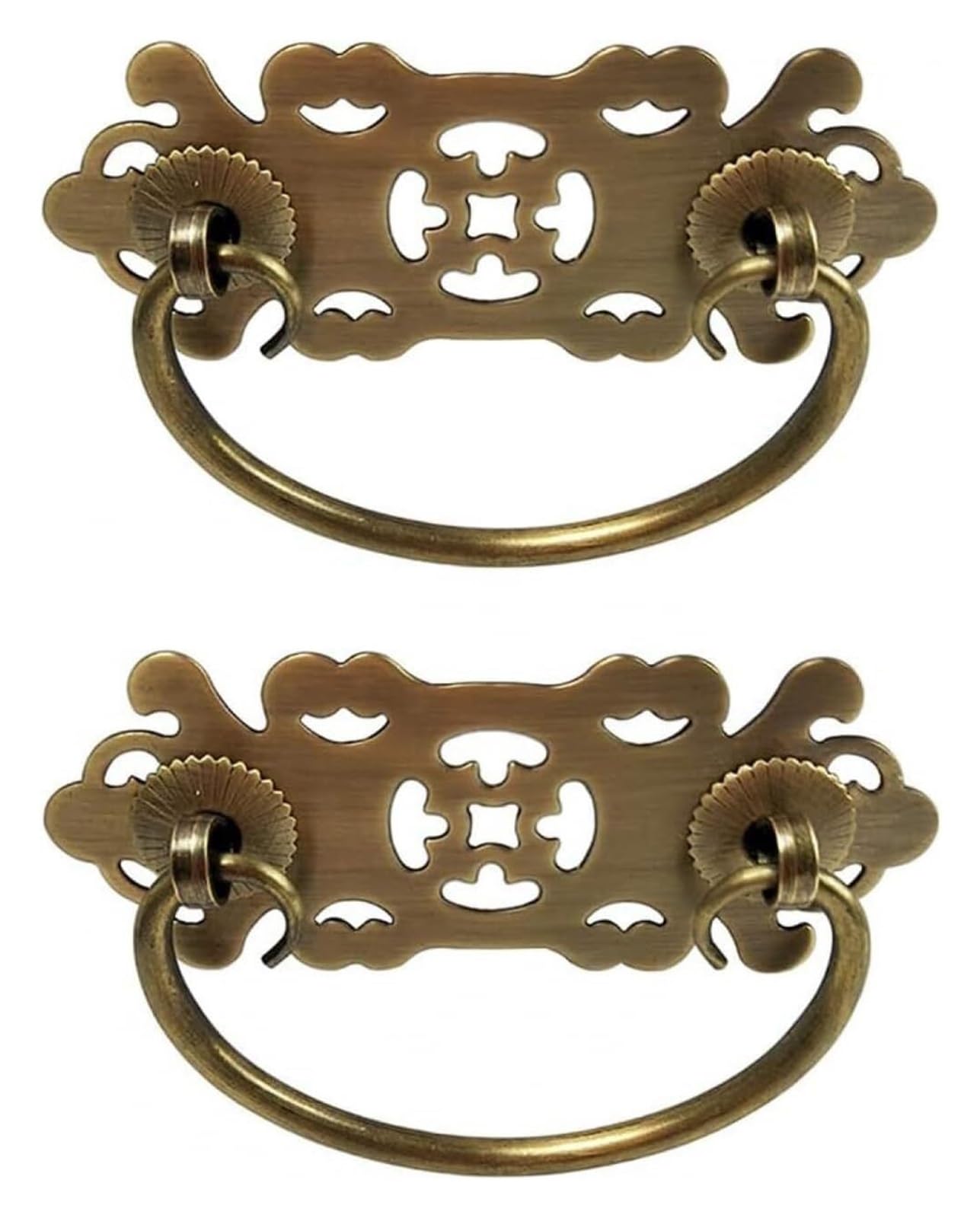 VOPLIVAT Vintage Brass Cabinet Drawer Pulls, Brass Furniture Door Pulls for Bookcase Wardrobe Drawer