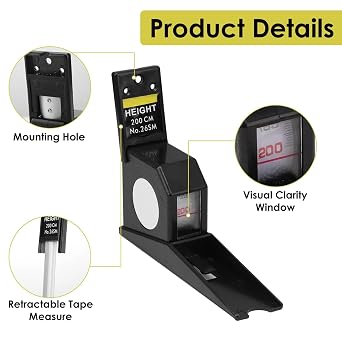 Wall Mounted Height Meter Height Measurement Device, Portable Retractable Stadiometer, Measuring Tape for Body Measurements for Home, Office, Clinic, Hospital Measurement (Black)