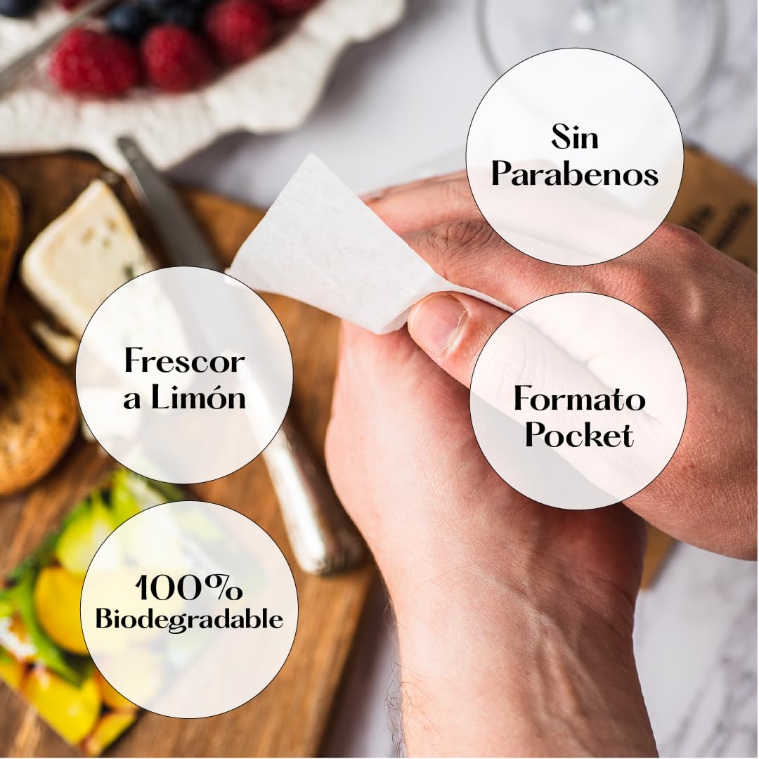Salviette umidificate rinfrescanti al limone per le mani, cellulosa 100% biodegradabile e compostabile, buste singole, confezione da 500 pezzi