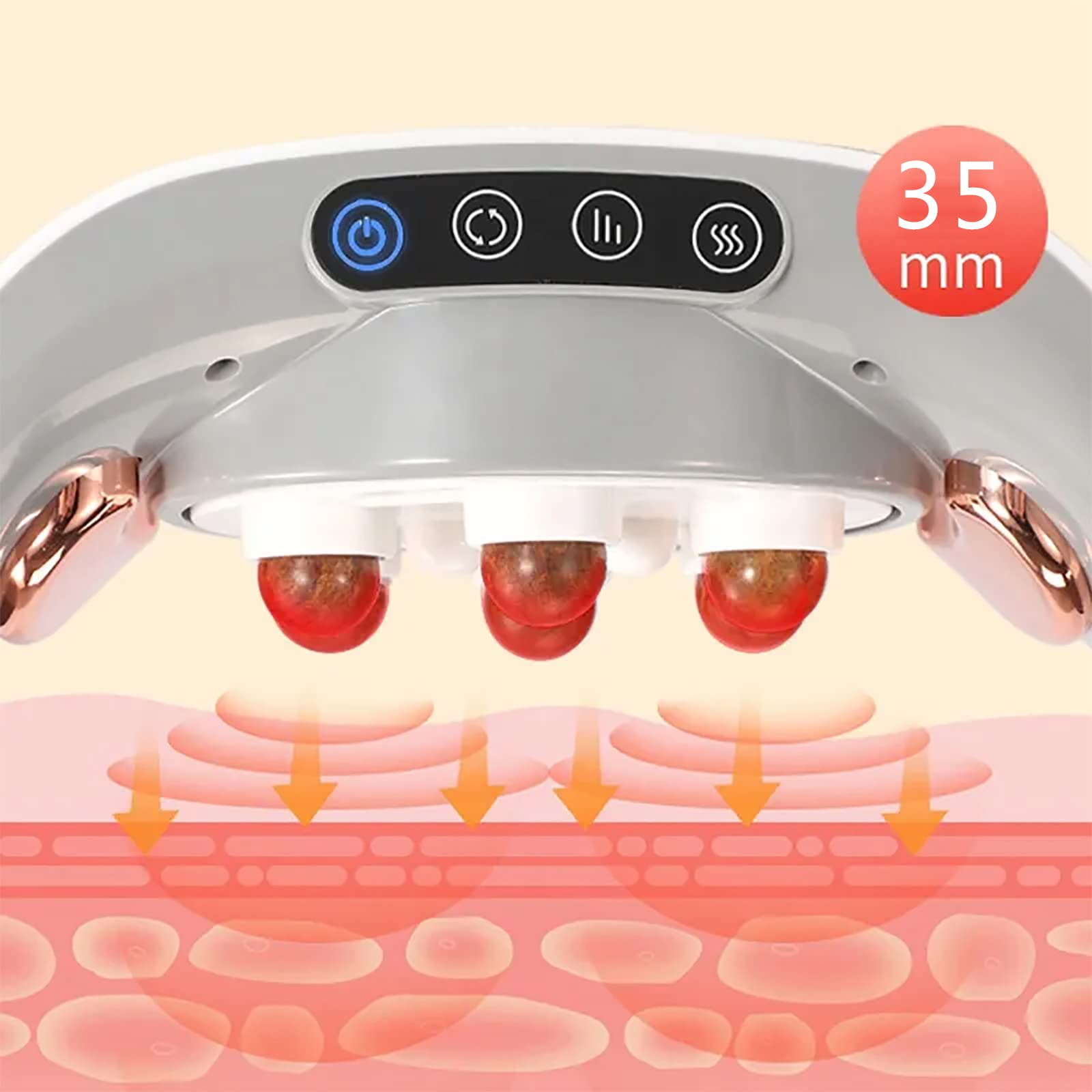 Massaggiatore Addominale, Cintura Elettrica, Massaggiatore Cordless per Pancia con 3 modalità di Massaggio, Riscaldamento Rapido ON/off, a Pagamento, per Cure Gastrointestinali
