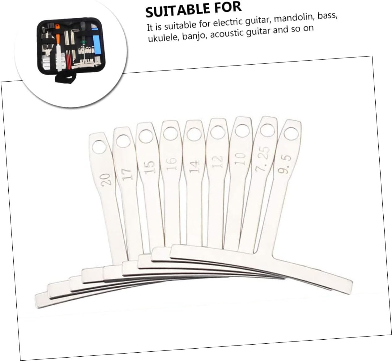 1Set Guitar Tool Kit for Electric Guitar Mandolin Bass Ukulele and Acoustic Guitar Comprehensive Repairing and Maintenance Tools for Optimal Performance