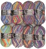  8x100g Opal Sockenwolle Paket Hundertwasser #3, Sockenwolle mit buntem Farbverlauf zum Stricken oder Häkeln