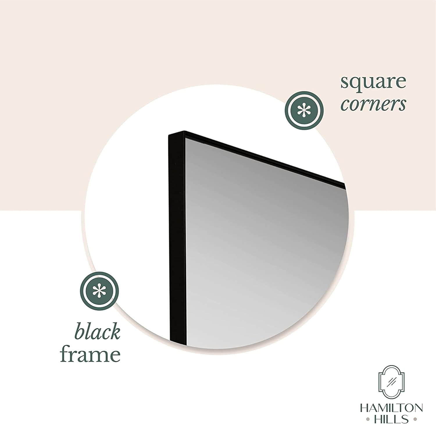 Hamilton Hills 24x36 inch Matte Black Metal Framed Rectangular Pivot Mirror for Wall | Beveled Frame Vanity Mirror Wall Decor | Wall-Mounted Bedroom, Bathroom Mirror with Hinges Brackets Included