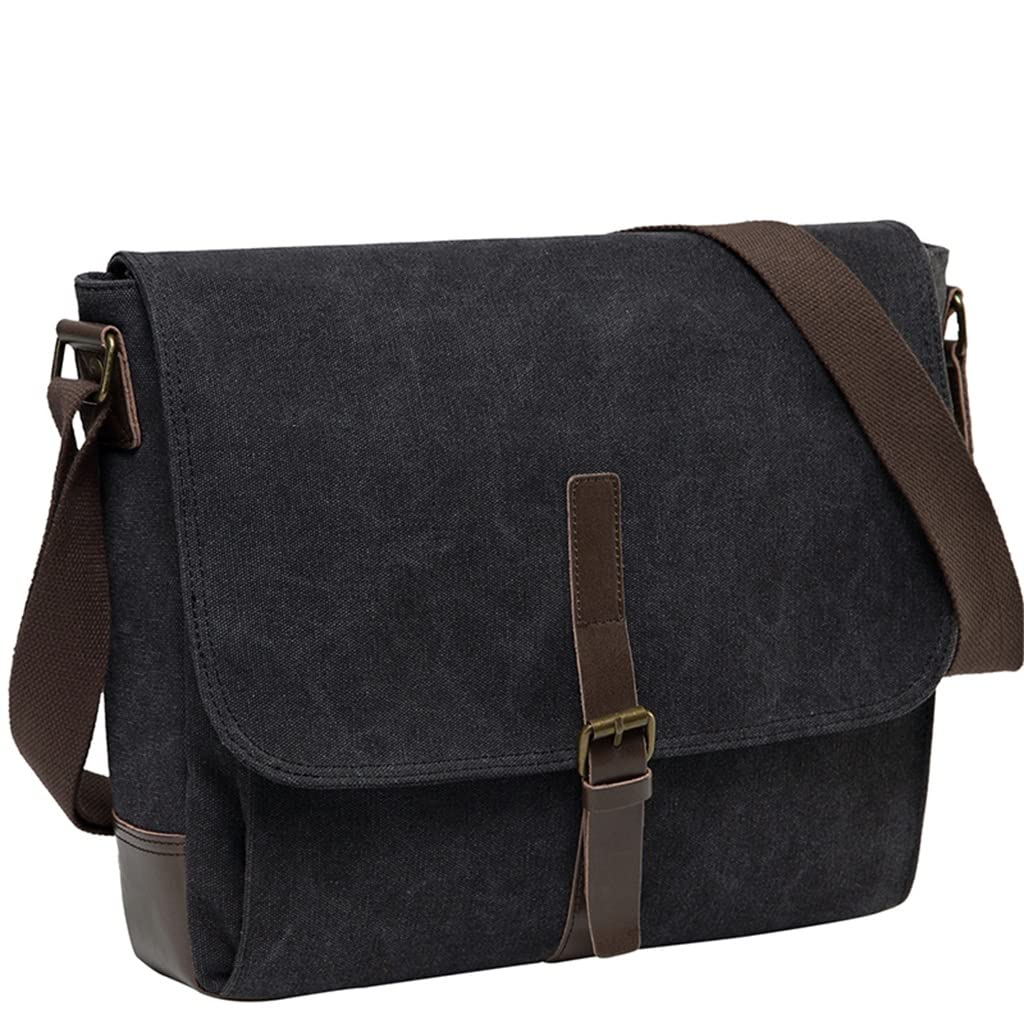 N/A Messenger Bag for Men Vintage Resistant Waxed Canvas 15.6 Inch Laptop Briefcase Padded Shoulder Bag
