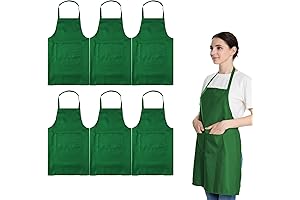 Total Pack of 6 Green Plus-Sized Aprons for Budding Chefs, Bakers, or...