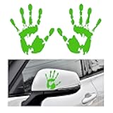 Ohleats 2 PCS Car Wave Stickers, The Lazy Waver Wave Sign Decal Decoration, Automotive Waving Hand Stickers for Left Right Rearview Mirror, Exterior Car Accessories for SUV Truck (Green)