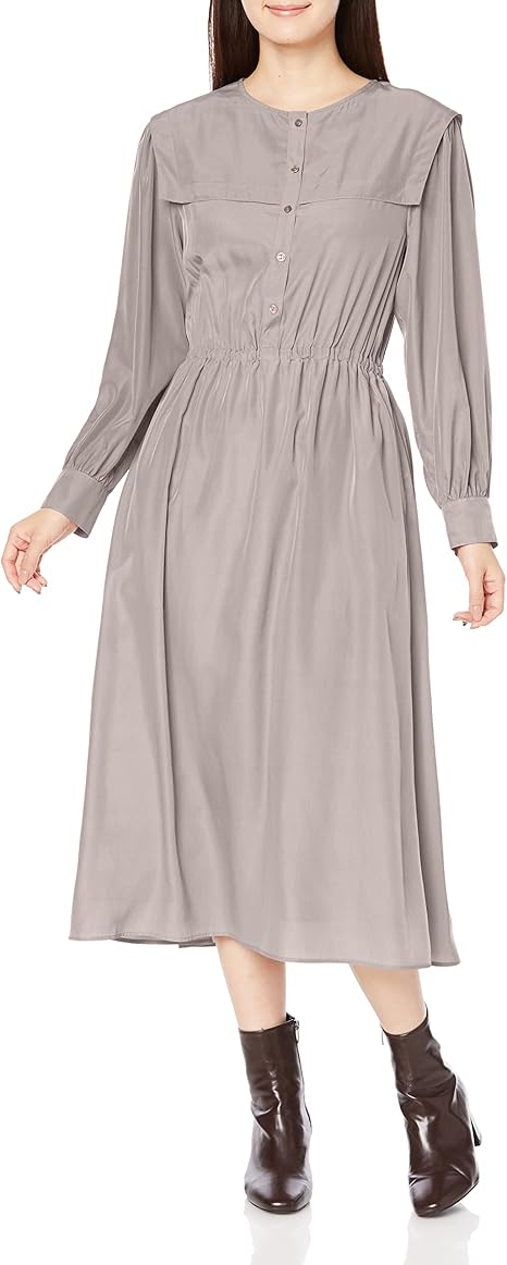 Amazon ナチュラルビューティーベーシック カジュアルドレス ヨーク切り替えサテンワンピース レディース イブニングドレス 通販