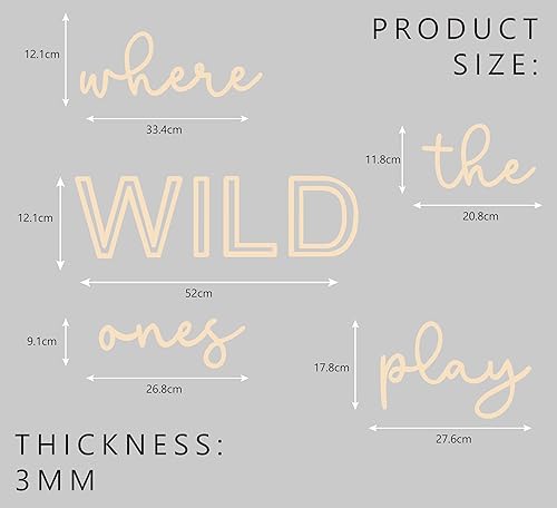 Miniatura 7 de Decoración de pared para sala de juegos, 24 pulgadas XL 3D Where The Wild Ones Play, letrero decorativo de pared de madera para niños pequeños,