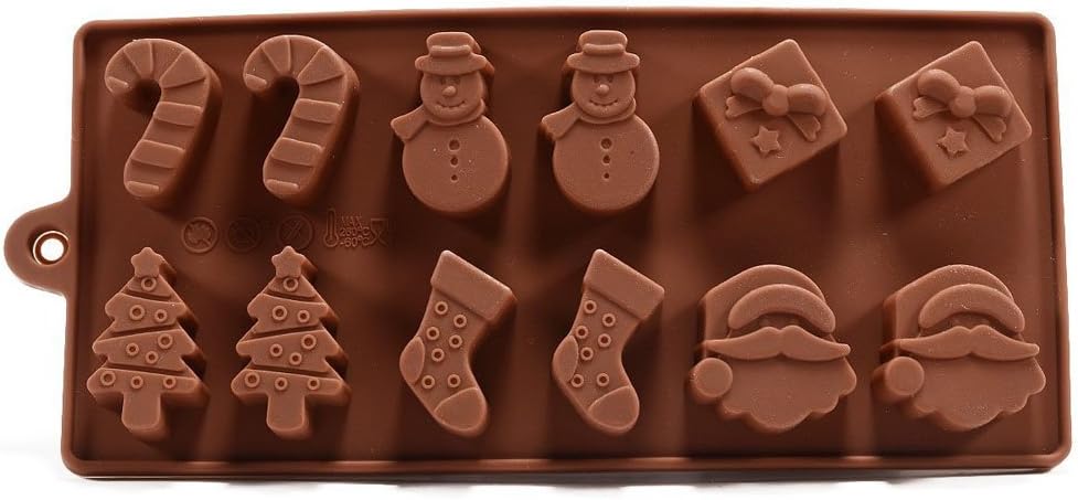 RuiChy 6 Shapes Christmas Chocolate Cake Jelly Ice Silicone Fondant Mold Mould Baking