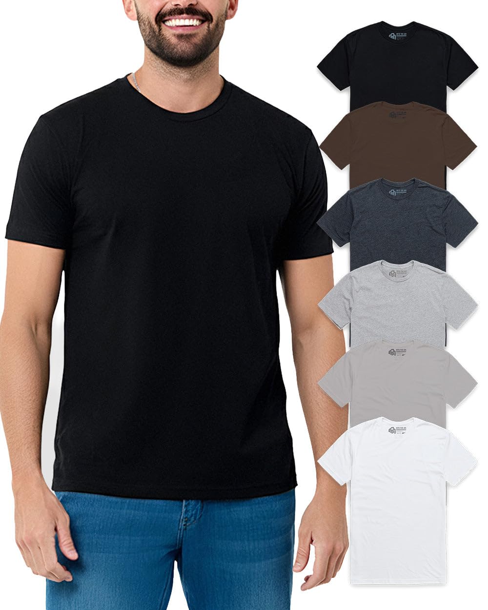 INTO THE AM Men's T-Shirts Soft Cotton Blend Crew Neck Tee S - 4XL Athletic Fit Plain & Logo Basic T-Shirt for Men