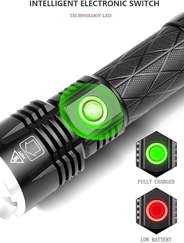 Super Bright LED Torch 800000 High Lumens Rechargeable Flashlight , Tactical High Power Torches Battery Powered Hand Flash Light Powerful with 5 Modes, Waterproof Zoomable for Camping, Emergency - Image 2
