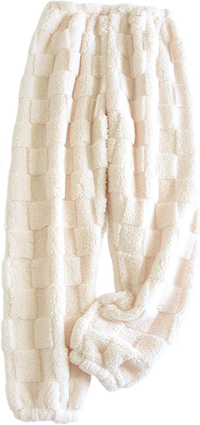 HGps8w Women's Flannel Fluffy Pajama Pants Comfy Elastic Waist Fuzzy Pj Bottoms Soft Winter Fleece Sleepwear