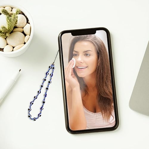 Miniatura 4 de FONDOTIN Cadena de teléfono móvil con cuentas cordón para teléfono con cuentas lindo teléfono encanto pulseras perlas llavero brillante