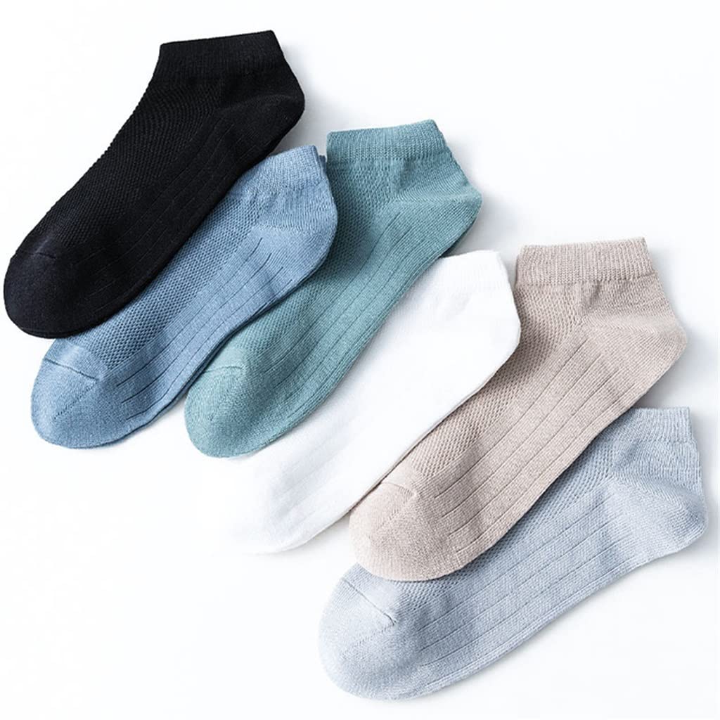 6 par/Lote Calcetines Tobilleros de Malla for Hombre Calcetines Deportivos de algodón Casual atlético Verano Corte Fino Corto