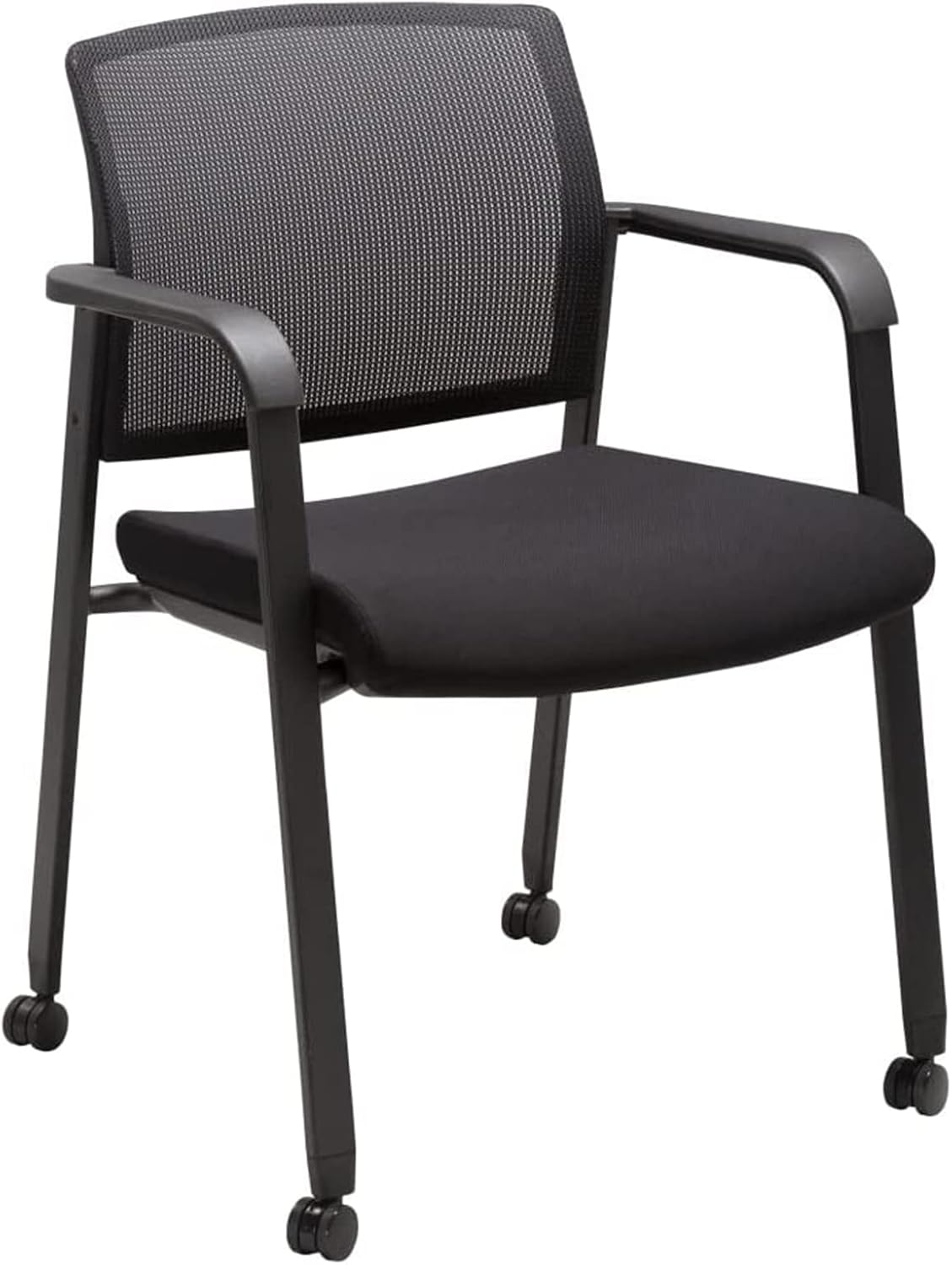 CLATINA Mesh Back Stacking Arm Chairs with Upholstered Fabric Seat and Ergonomic Lumber Support for Office School Church Guest Reception Black : Office Products