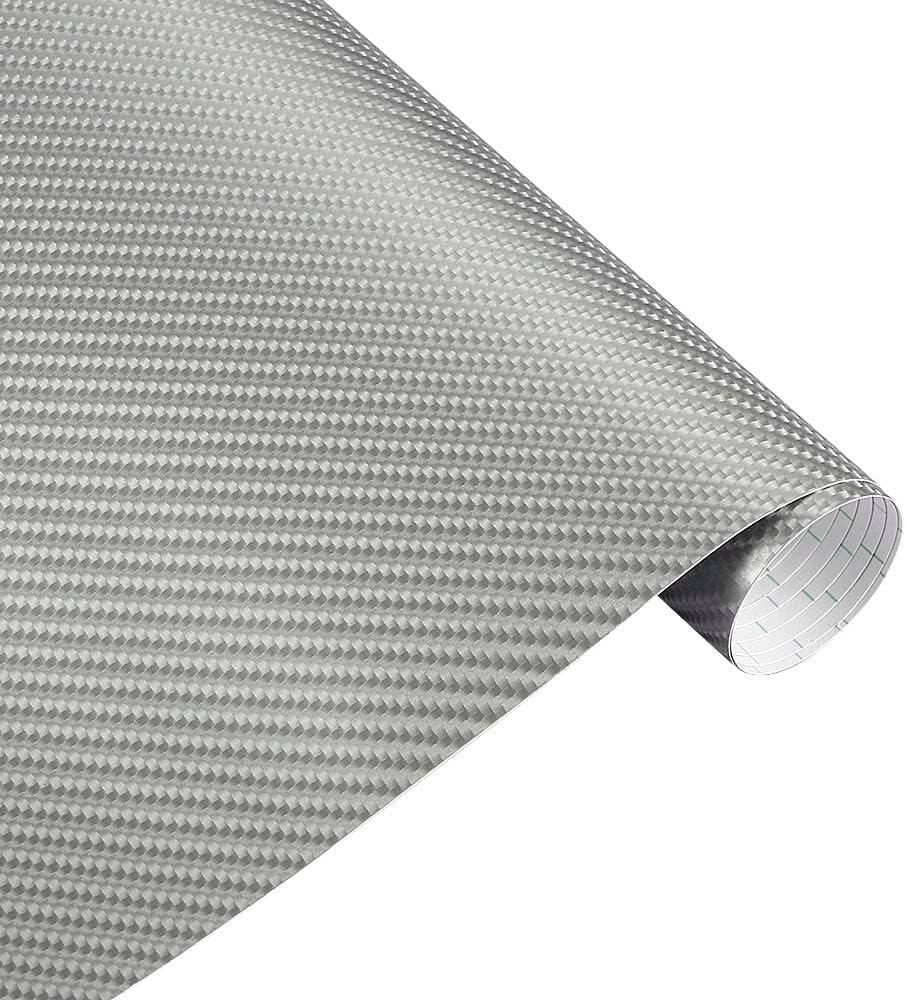 4D Silver Carbon Fibre Car Vinyl Wrap sticker film Car vinyl Wrapping Sheet 50CMx 1.52M (SILVER)
