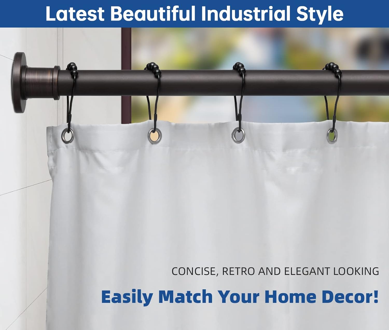 Size 109 cm- 183cm 43in - 72 in Color bronze BRIOFOX Industrial Shower Curtain Rod - Never Rust Non-Slip 43-72 Inch Stainless Steel, Bronze, Painted-gold Finial