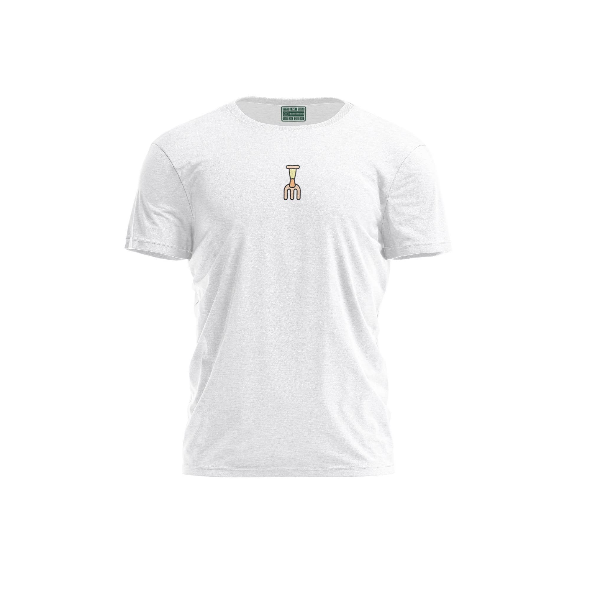 Bona Basics, Digitally Printed, Men's Basic T-Shirt,%100 Cotton, White, Casual, Men's Tops, Size: S