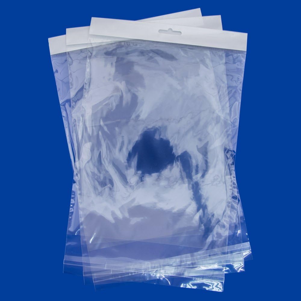 JewelrySupply Resealable Polypropylene Bags with Hanging Header 8x10" (Package of 100)