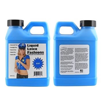 Blue 8 Oz - Liquid Latex Face and Body Paint, Blue Smurf Cosplay, Ideal for Halloween Costume, Parties, Theater, Special Effects!