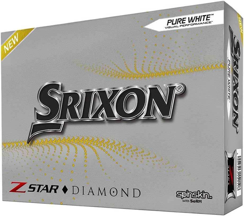 Srixon Z-STAR DIAMOND 2&3 - High Performance Golf Ball | Maximum Distance & Reduced Spin | FastLayer DG Core 2.0 | Spin Skin+ Cover | Exceptional Control & Precise Feel | White & Tour Yellow