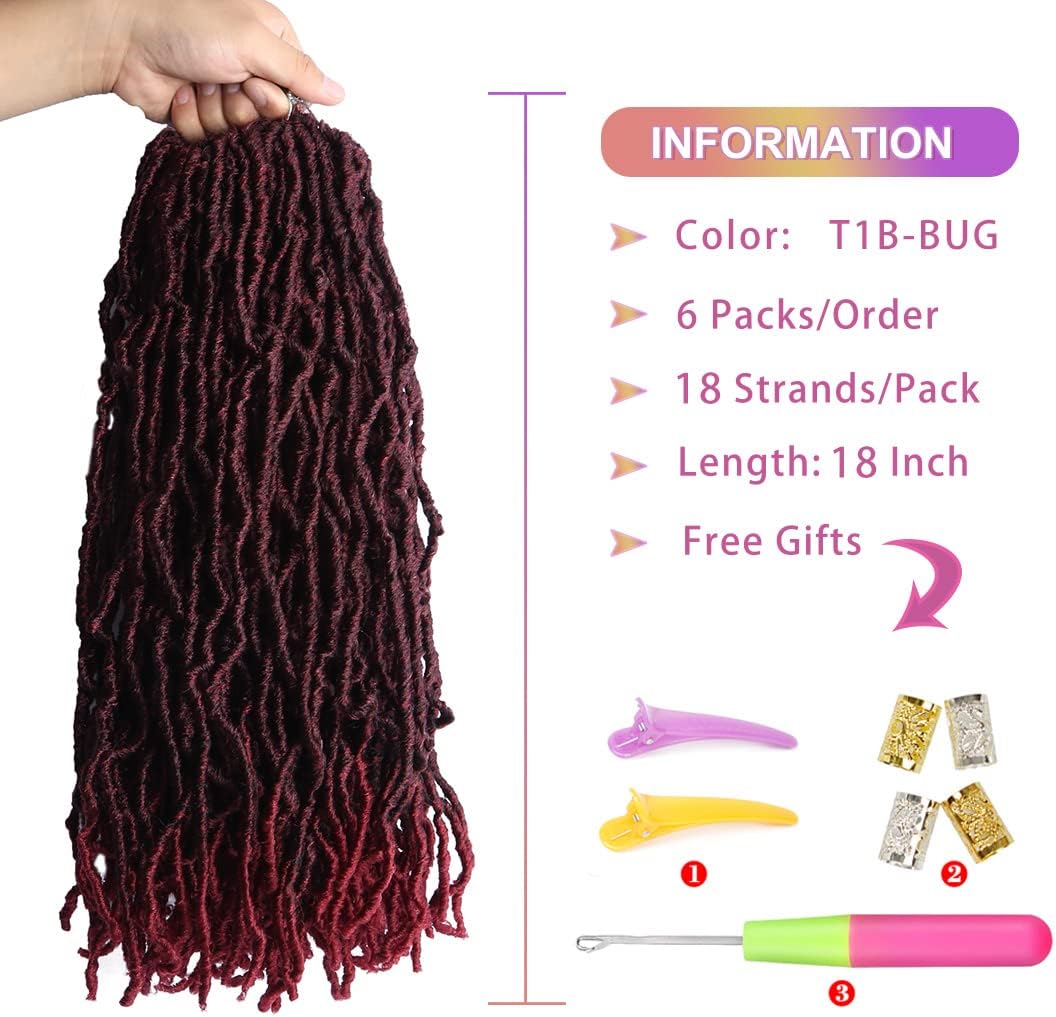 Beyond Beauty 6 Packs/Lot Nu Faux Locs Crochet Hair 18 Inches Pre-looped Goddess Locs Crochet Hair Soft Dreadlocks Synthetic Hair Extensions 18 strands/Pack(TBUG) - Image 4