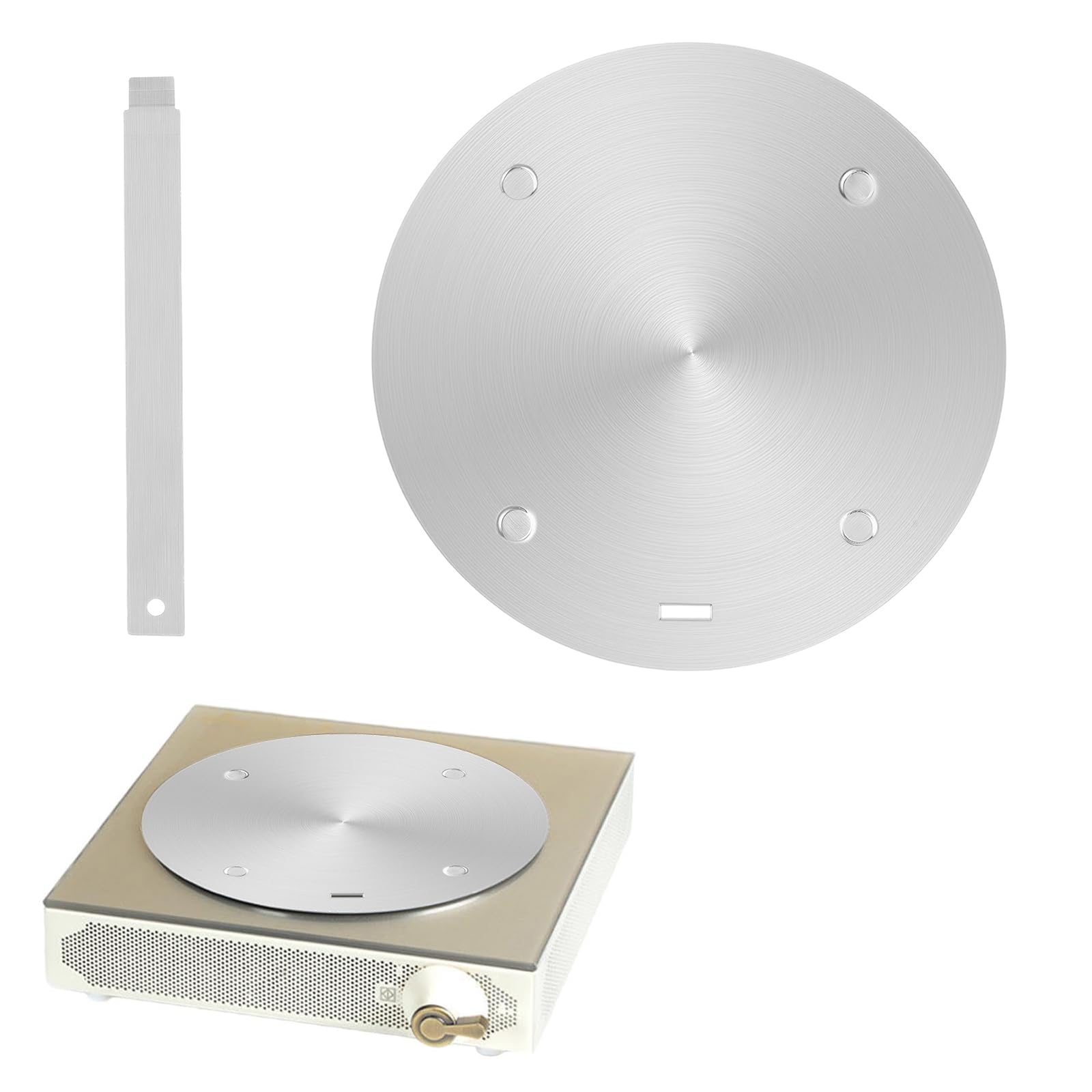 28cm Induction Hob Converter Plate, Stainless Steel Heat Diffuser for Electric & Gas Stoves, Induction Cooking Adapter Simmer Plate with Detachable Handle for Glass Cooktop, Milk & Coffee Pots