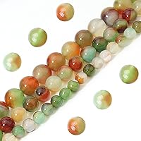 Vista 2 de 45 piezas de cuentas de piedra natural de 0.31 pulgadas de ágata pavo real, cuentas sueltas redondas de piedra de energía curativa para hacer joyas