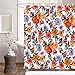 Neasow Boho Floral Shower Curtains for Bathroom, Colorful Fabric Blossom Shower Curtain Set with 12 Hooks, Multi Red