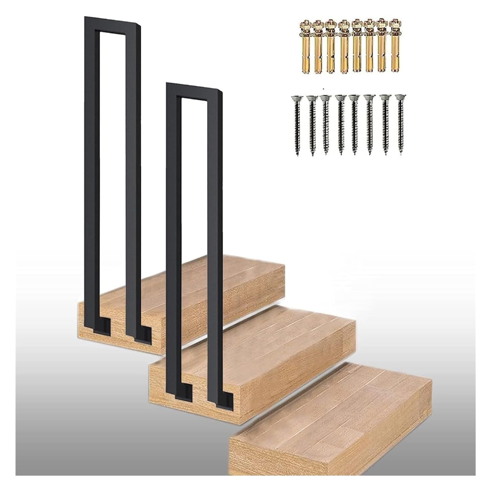 Zyntho Black Stair Railing Outdoor, Hand Rails For Outdoor Steps, 1.1/1.4/1.6/2.1/2.4/2.7/2.9/3.1/3.3Ft U Shaped Hand Rails For Stairs, For Home Villa Entrance Indoor Outdoor Anti-Skid Railing(,55Cm/1.8Ft)
