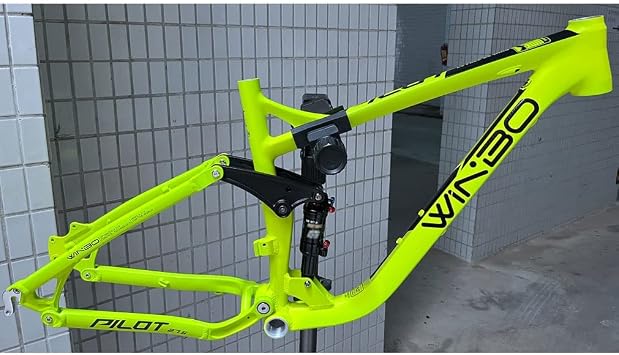26er/27.5er Trail Mountain Bike Frame Aluminium Alloy Bike Suspension Frame 17 Disc Brake 135mm QR Frame Travel 120mm DH/XC/AM,with Rear ShocksYellow,27.5 * 17
