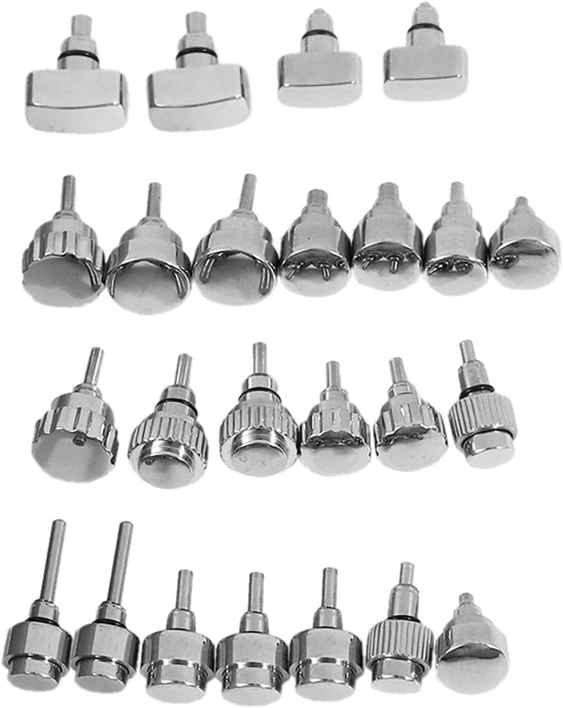 24Pcs Watch Push Press Button Waterproof Stainless Steel Watch Parts Repair Tool Accessory Kit for Watchmaker Repair Tool kit