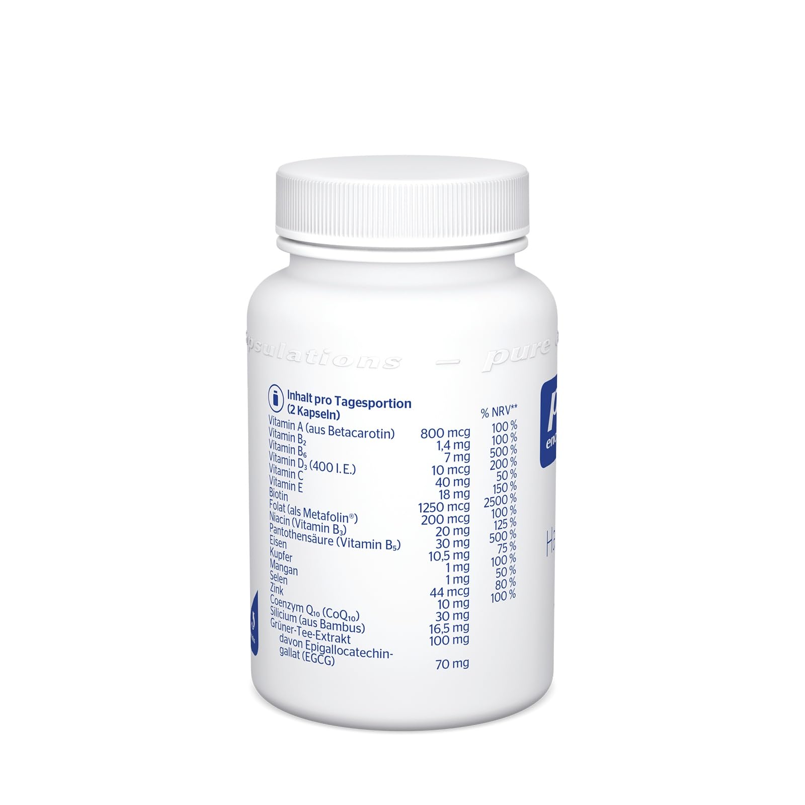 Pure Encapsulations - Haut-Haare-Nägel - Mikronährstoff-Formel mit Vitamin C, D, Biotin und Zink für Haut und Haar - 180 Vegetarische Kapseln