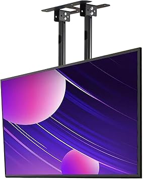 TV Mount Bracket Ceiling - Electric TV Lift, Adjustable Height Double Pole Single Screen TV Mount, Tilt Telescopic Ceiling Bracket