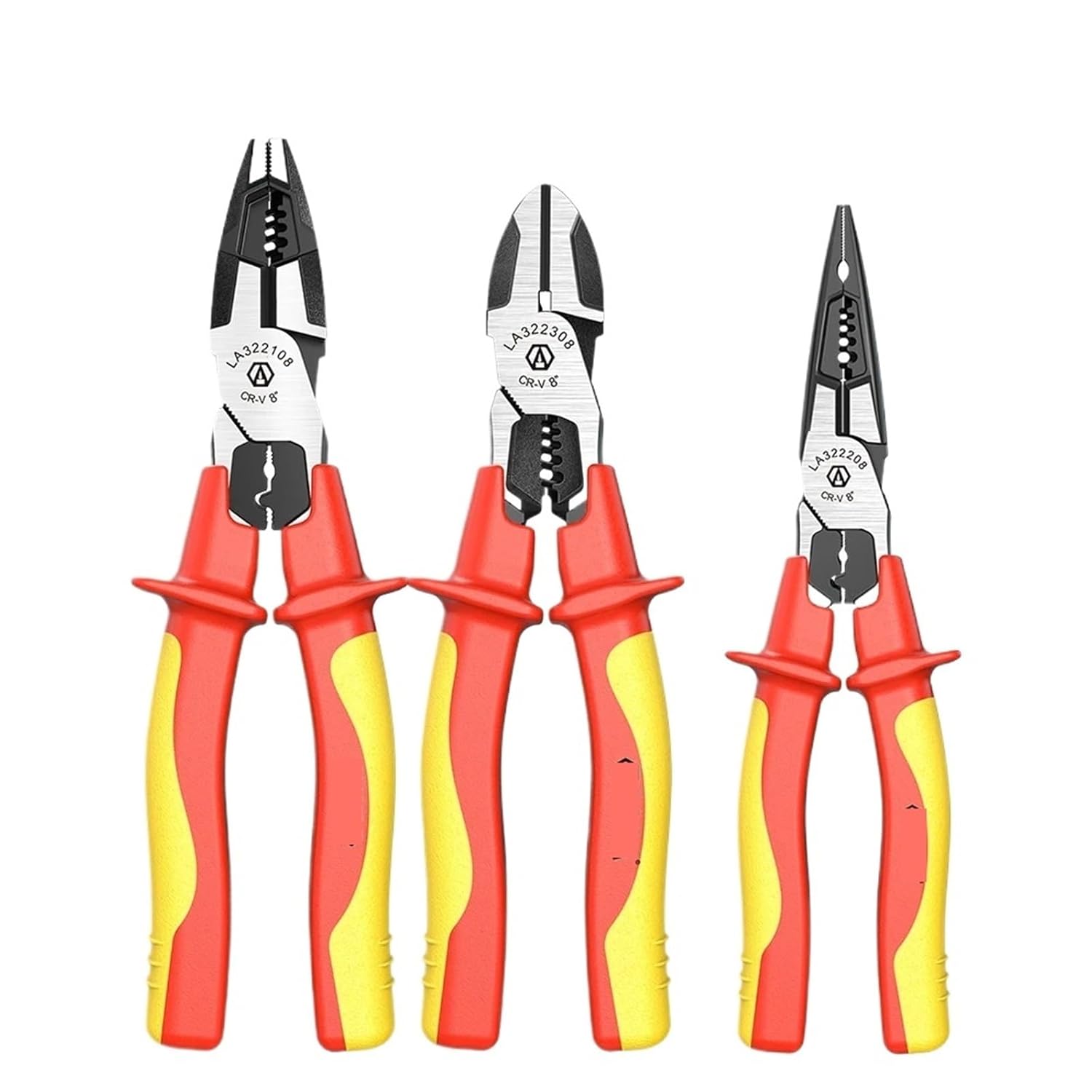1PCS Insulated Pliers Set Needle Nose Wire Cutters Crimping Cable Shearing Withstand Voltage(LA322308)