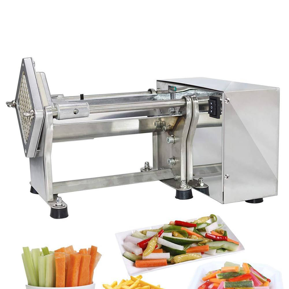 GTHTUHFD Commercial French Fry Cutter,Electric Cutting Slicer Chipper Semi-Automatic Potato Cutter,Manual Food Slicer Dicer Vegetable Fruit Chipper For Potatos