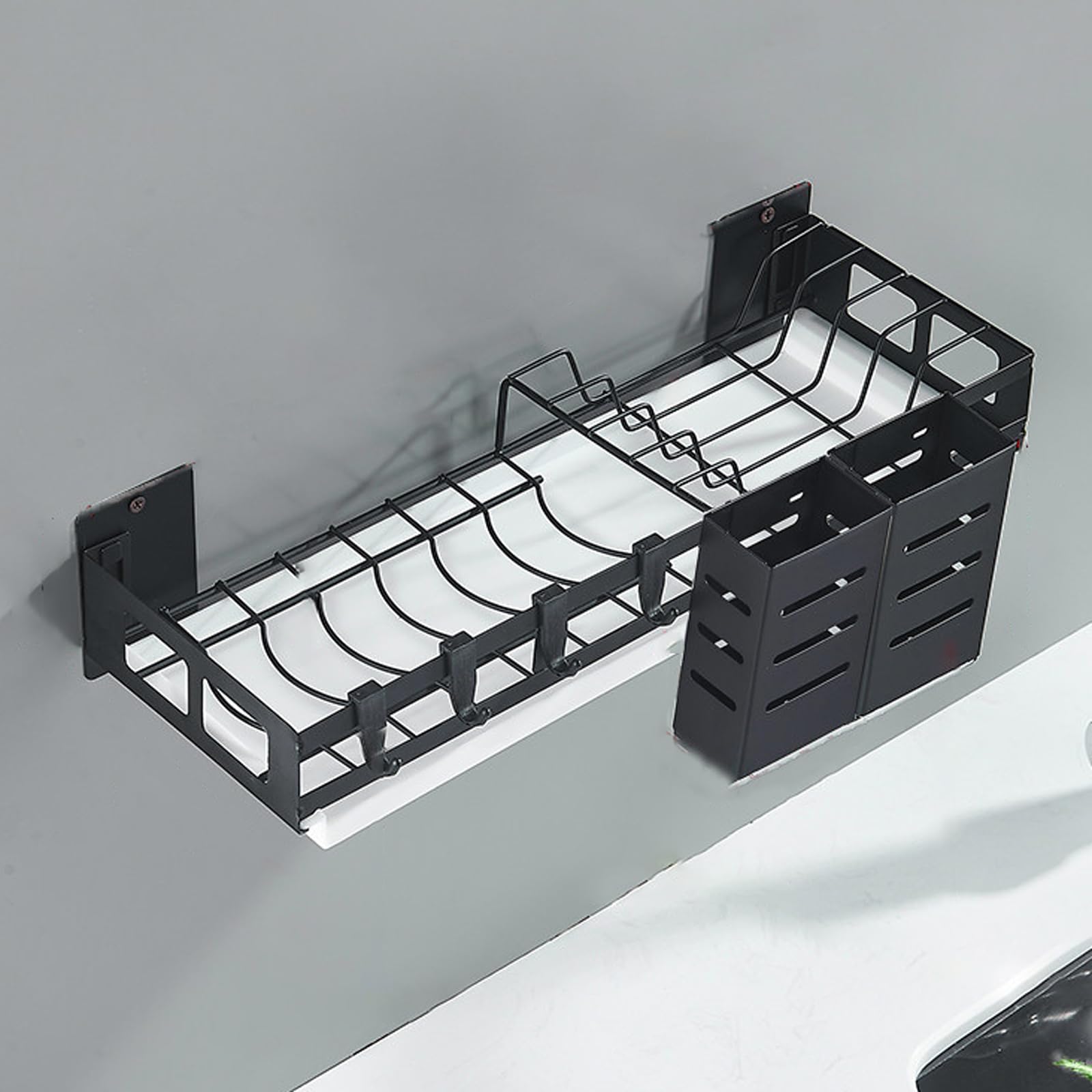 Escurridor De Platos De Pared,Escurreplatos Pared,Escurreplatos Acero Inoxidable con Ganchos,Escurreplatos sobre Fregadero,Sin Taladro,Ahorro De Espacio,para Guardar Cuencos,Platos