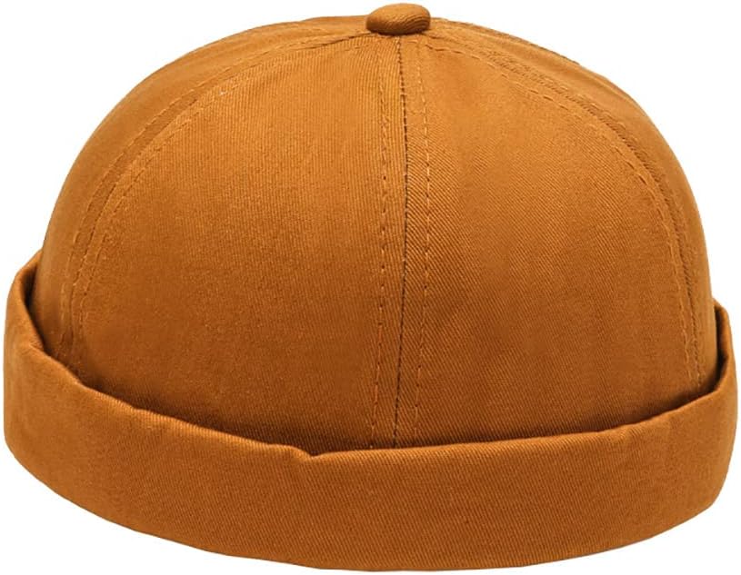 Men Cotton Brimless Docker Cap Adjustable Street Casual Lovers Visor-Less Sailor Skullcap Beanie Hat