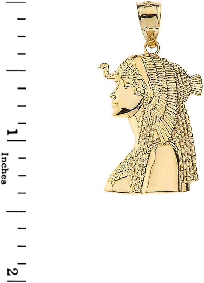 Claddagh Gold - Textured 10k Ancient Egyptian Queen Cleopatra Pendant Yellow Gold - Image 2