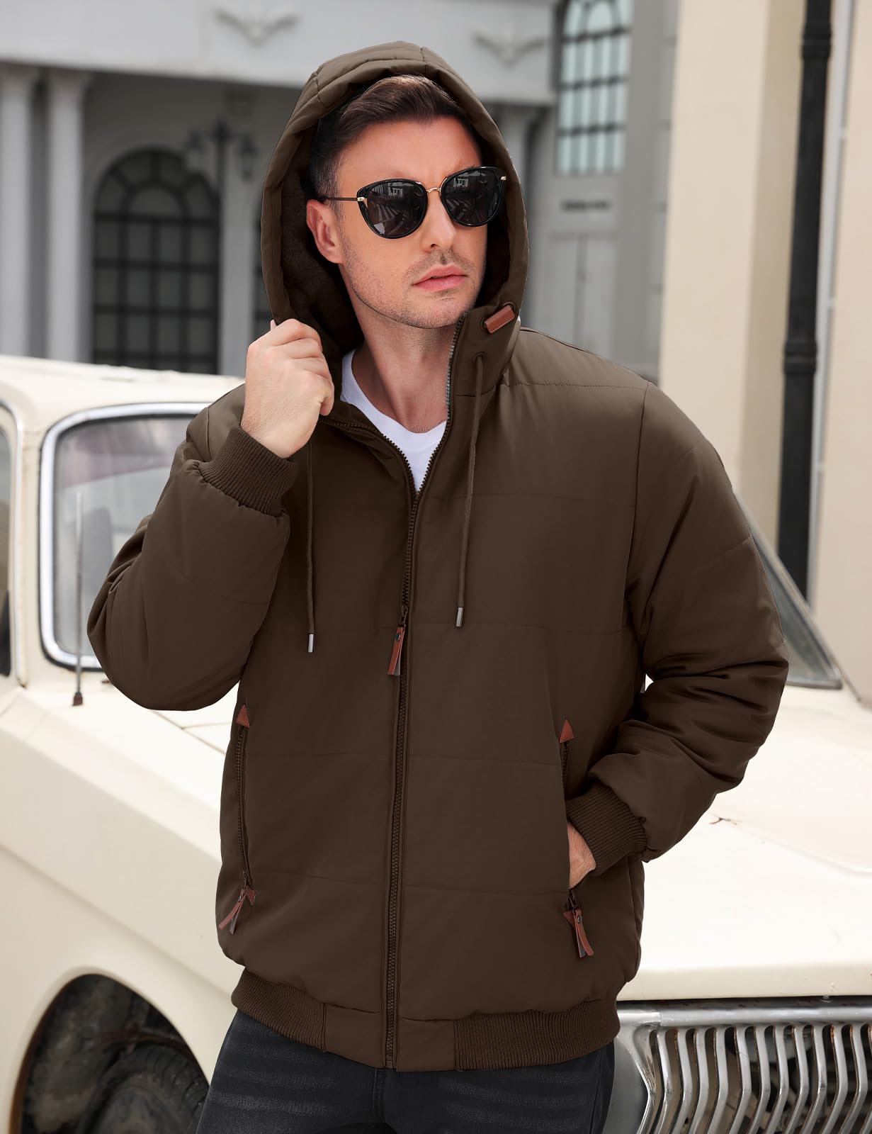 TOMEEK Giubbotto Invernale Uomo Giacca Caldo Giubbino Inverno in Pile Cappotto Spesso Parka Cappotti Antivento Elegante Casual con Cappuccio e Tasche Giacche