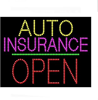 LED Auto Insurance Sign for Business, Super Bright LED Open Sign for Auto Insurance Agency, Electric Advertising Display Sign for Auto Insurance Business Shop Store Storefront Decor. 26" x 20"