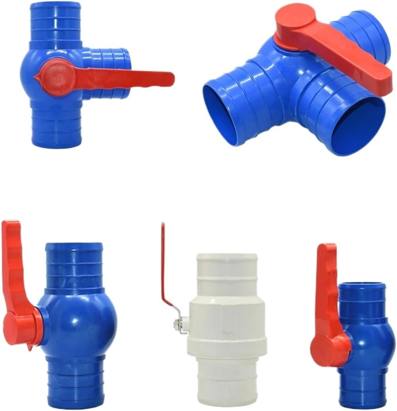 50/63/75/100mm Water Tape Hose Connector Tap Tee Splitter Straight Shut-Off Valve Coupler Irrigation Fittings Ball(Silver)