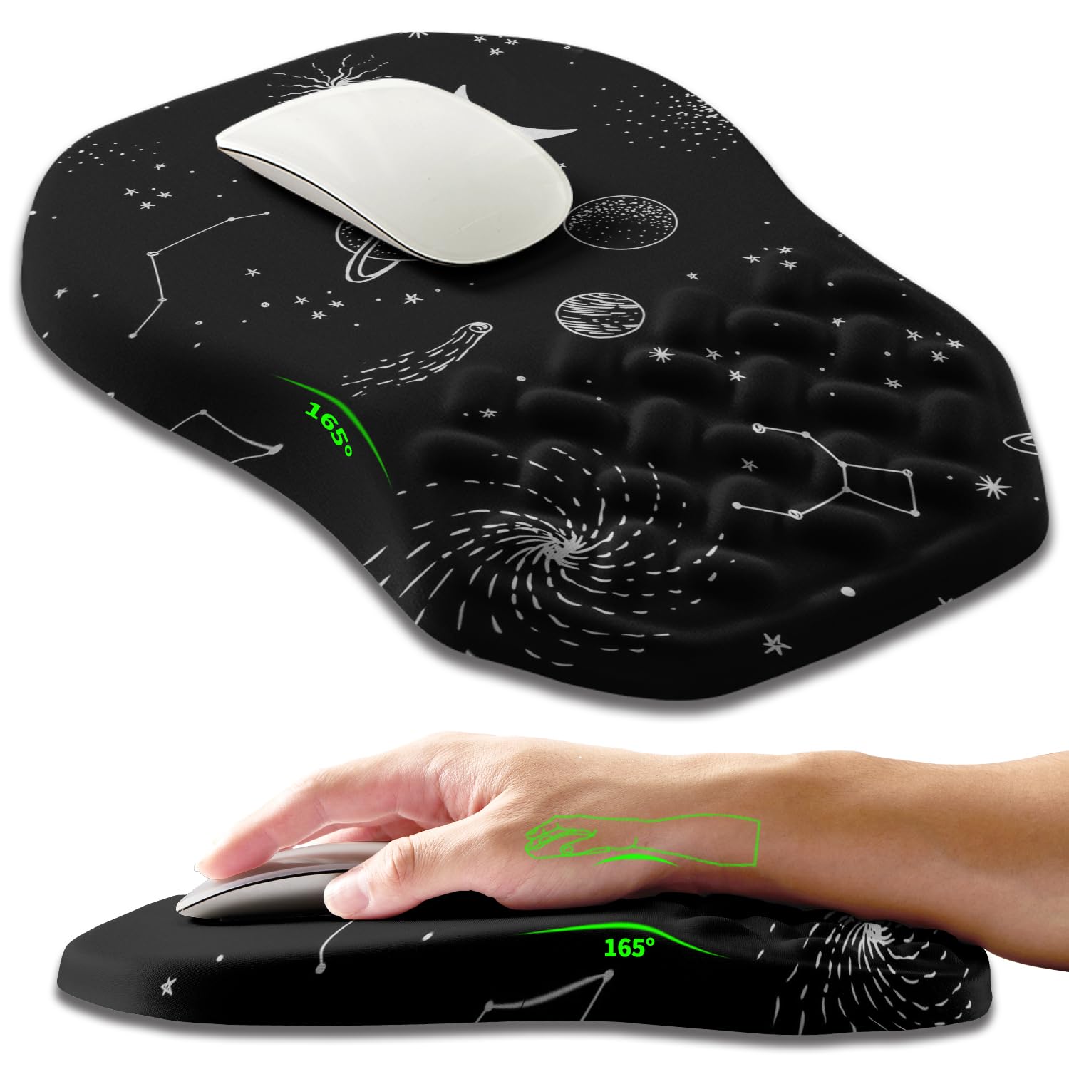 Armanza Ergonomic Slope Mouse Pad Wrist Support, Wrist Rest Mousepad for Carpal Tunnel Pain Relief with Massage Bulge and Slow Rebound Memory Foam (