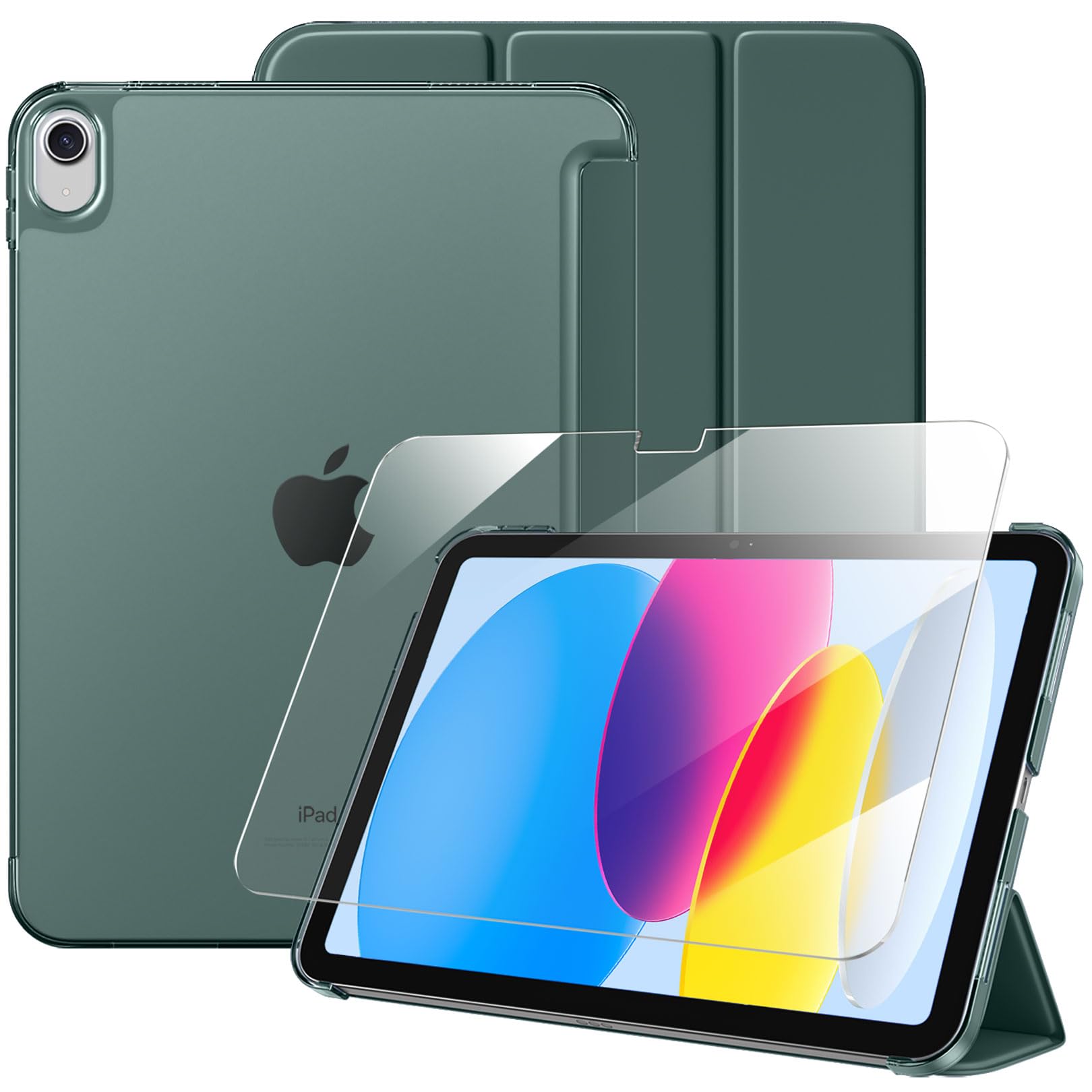 Case with Screen Protector for iPad A16 11th 10th Generation (2025/2022, 11/10.9 Inch), Slim Hard Translucent Back Full Protective Smart Cover for iPad 11, Auto Sleep/Wake, Sea Blue — view 11