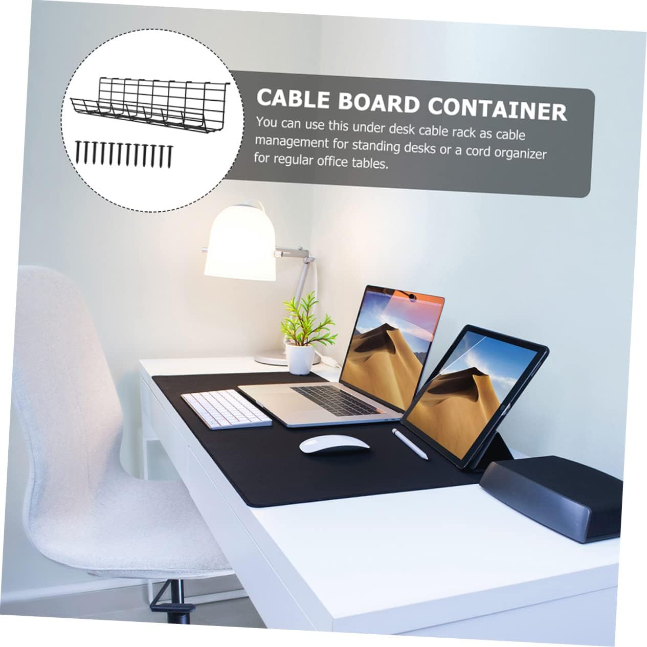 2pcs Cable Management Tray Wire Covers for Cords Under Desk Storage Organizer