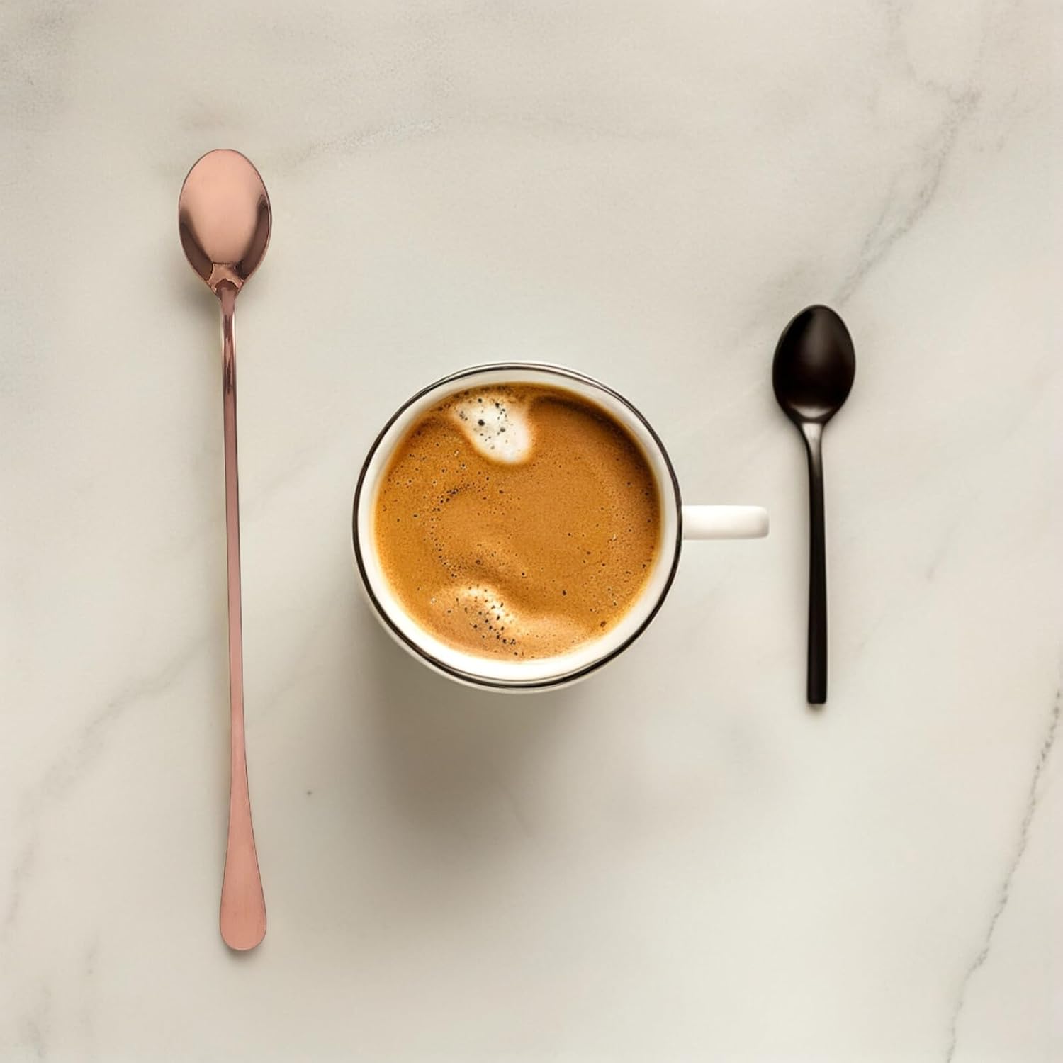 Abaodam 2pcs Long Handle Bar Spoons Stainless Steel Cocktail Mixing Spoon Reusable Metal Ice Stirrer for Coffee Tea Drinks Rose Gold 24cm for Home Bar